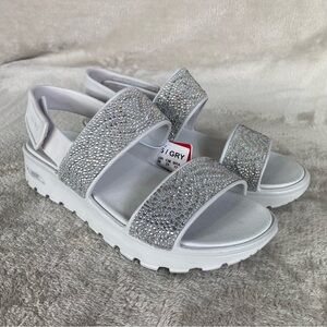Skechers Foamies Arch Fit Sandals Womens Size 8 Gray Rhinestone NEW